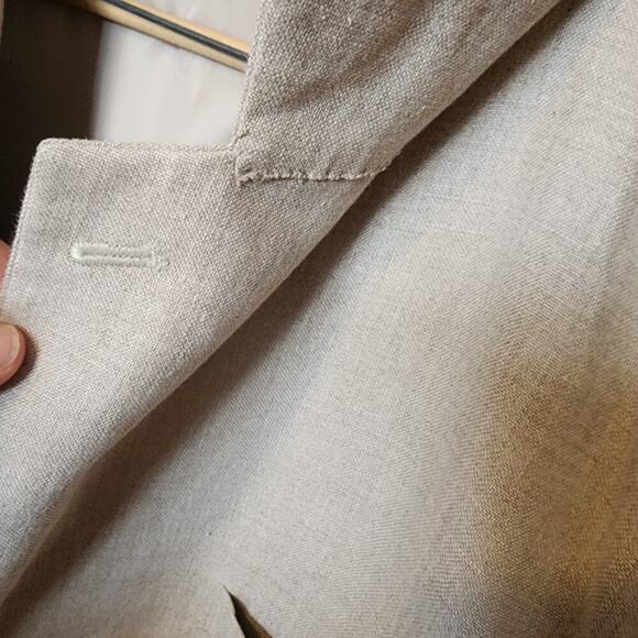 Cellini Linea Uomo Men's 100% Linen Blazer Sport Coat Lightweight Tan Coat Lined - Picture 8 of 16